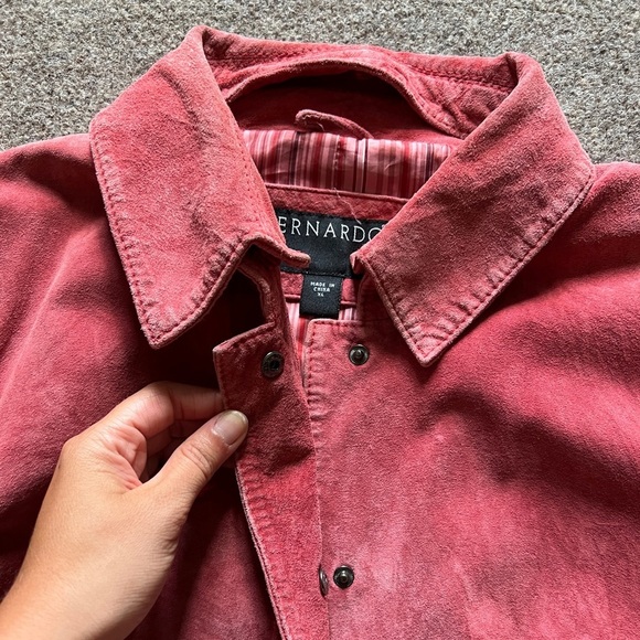 Bernardo Women's XL Pink Suede Genuine Leather Jacket Coat With Removable Collar - Picture 9 of 16